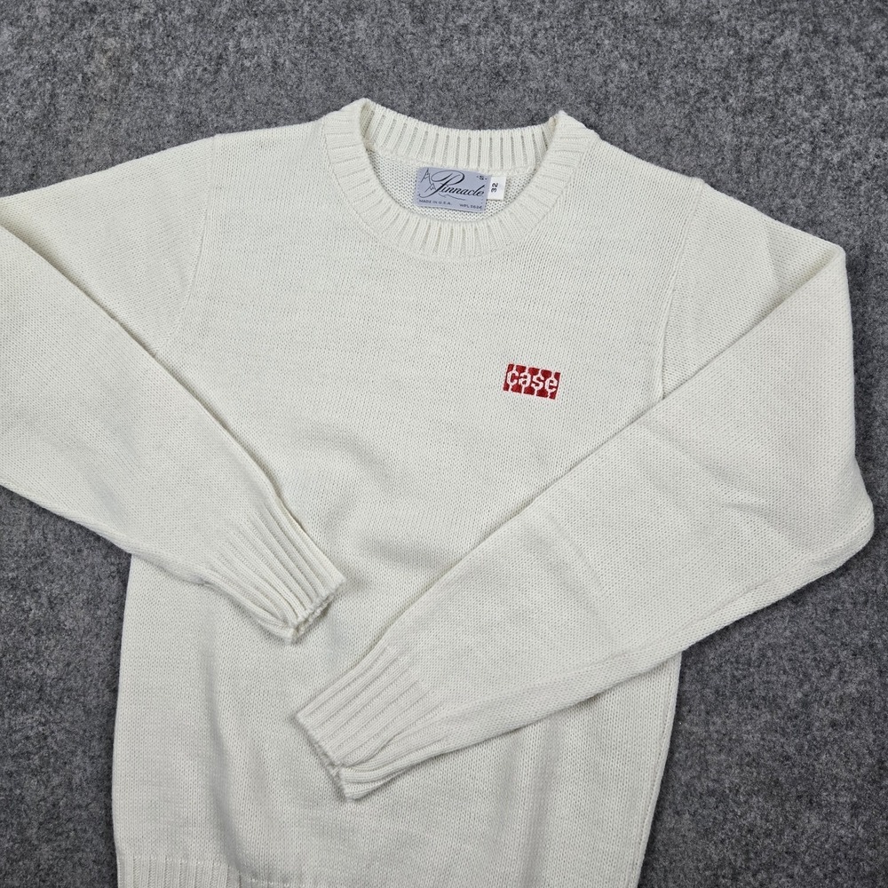 Vintage Case Tractors Sweatshirt Mens Small 32 White Knit Sweater USA Made